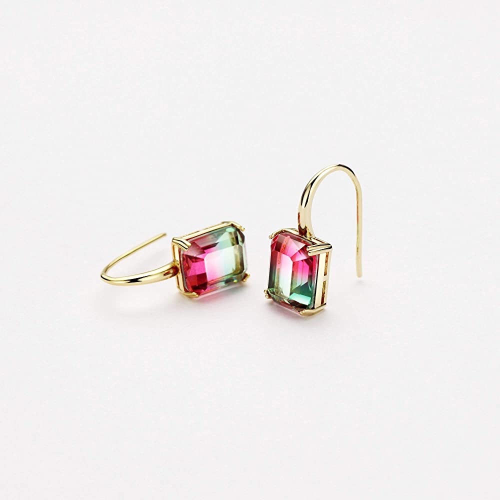 Watermelon Tourmaline earrings high quality elegant hand made ombre gradient - Picture 4 of 11